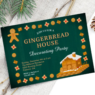 Invitation Rustique Green Gingerbread Maison de décoration