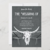 Invitation Rustique Gris de Charbon Texture occidentale Taure (Devant)