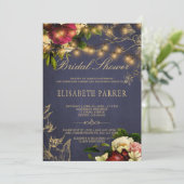 Invitation Rustique hiver fleurie marine bordeaux douche nupt (Debout devant)