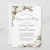 Invitation Rustique hiver Floral Chic Fête d'engagement (Devant)