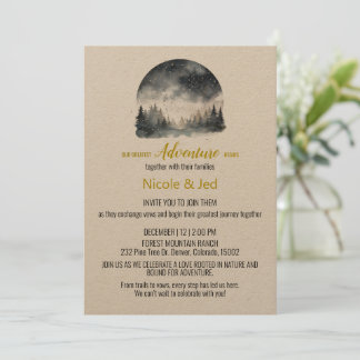 Invitation Rustique hiver Kraft Pine Trees Mariage extérieur