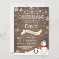 Rustique hiver Onederland 1er anniversaire Invitat