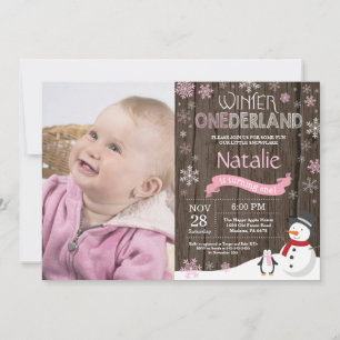 Invitation Rustique hiver Onederland 1er anniversaire Invitat