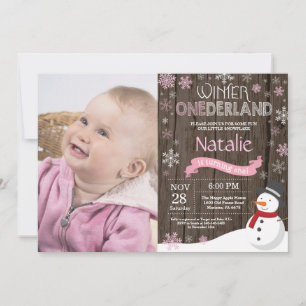 Invitation Rustique hiver Onederland 1er anniversaire Invitat
