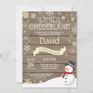 Invitation Rustique hiver Onederland 1er anniversaire Invitat