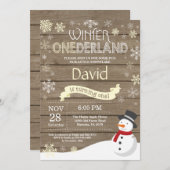 Invitation Rustique hiver Onederland 1er anniversaire Invitat (Devant / Derrière)