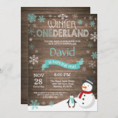 Invitation Rustique hiver Onederland 1er anniversaire Invitat (Devant / Derrière)