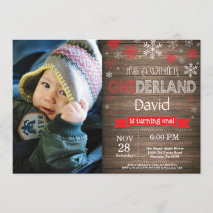 Invitation Rustique hiver Onederland 1er anniversaire Invitat