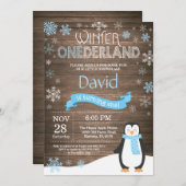 Invitation Rustique hiver Onederland 1er anniversaire Invitat (Devant / Derrière)