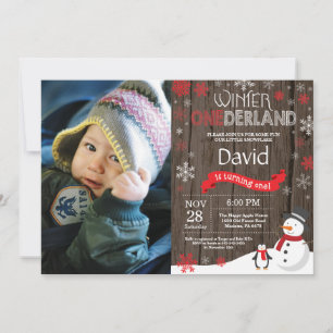 Invitation Rustique hiver Onederland 1er anniversaire Invitat
