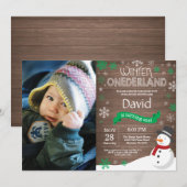 Invitation Rustique hiver Onederland 1er anniversaire Invitat (Devant / Derrière)