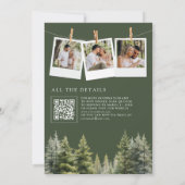 Invitation Rustique Hiver Pine Trees Forêt QR Code Mariage (Dos)