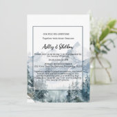 Invitation Rustique hiver Pine Trees Montagne Mariage extérie (Debout devant)