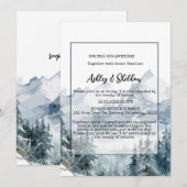 Invitation Rustique hiver Pine Trees Montagne Mariage extérie (Devant / Derrière)