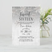 Invitation Rustique hiver Silver Snowflakes Sweet 16 Party (Debout devant)
