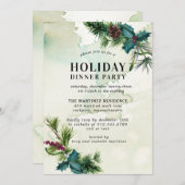Invitation Rustique Holly Aquarelle Soirée (Devant / Derrière)