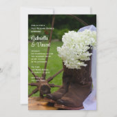 Invitation Rustique Hydrangea Bottes Western Post Mariage Bru (Devant)