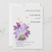 Invitation Rustique Hydrangea Lilac Butterfly Gold Chic Maria (Devant)