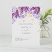 Invitation Rustique Hydrangea Lilac Papillons Mariage élégant (Debout devant)