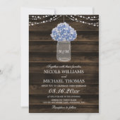 Invitation Rustique Hydrangea Mason Jar Barn Mariage en bois (Devant)