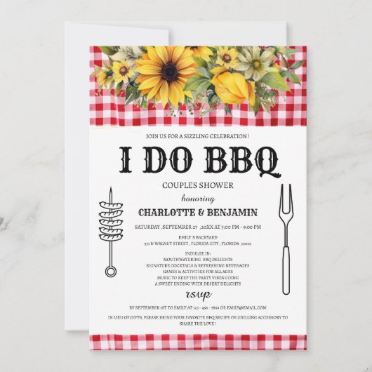 Invitation Rustique I DO BBQ Couples Douche (Devant)