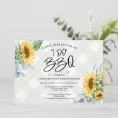 Invitation Rustique I Do BBQ Sunflower Plaid Fête des mariées (Debout devant)