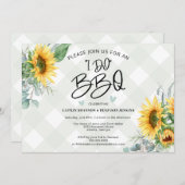 Invitation Rustique I Do BBQ Sunflower Plaid Fête des mariées (Devant / Derrière)