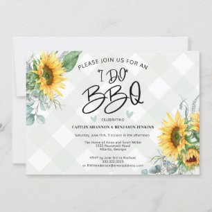 Invitation Rustique I Do BBQ Sunflower Plaid Fête des mariées