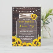 Invitation Rustique Jar fête d'anniversaire Wood Sunflower Fi (Debout devant)