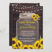 Invitation Rustique Jar fête d'anniversaire Wood Sunflower Fi (Devant / Derrière)