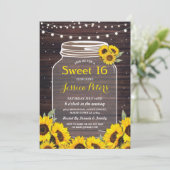 Invitation Rustique Jar Sweet 16 Party Fleurs de tournesol de (Debout devant)