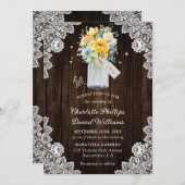 Invitation Rustique jaune Dusty bleu Mariage Floral (Devant / Derrière)