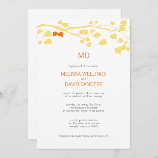 Invitation Rustique Jaune Et Orange Mariage de aut (Devant / Derrière)
