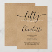 Invitation Rustique Kraft 50 ans (Devant / Derrière)