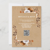 Invitation Rustique Kraft Automne Floral QR Code Mariage (Dos)