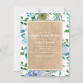 Invitation Rustique Kraft Blue Floral Couple de couleur bleue (Devant)