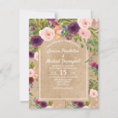 Invitation Rustique Kraft Boho Plum Blush Floral Wedding Invi (Devant)