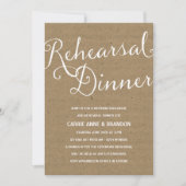 Invitation Rustique Kraft | Dîner de répétition de calligraph (Devant)