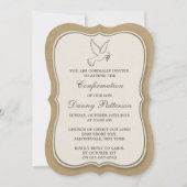 Invitation Rustique Kraft Dove Sainte Communion Ou Confirmati (Devant)