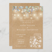 Invitation Rustique Kraft Éclairage de chaîne Mason Jar Maria (Devant / Derrière)