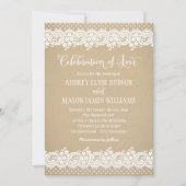 Invitation Rustique Kraft et Mariage de dentelle (Devant)