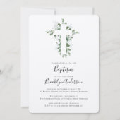Invitation Rustique Kraft Eucalyptus Cross Baptism (Devant)