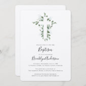 Invitation Rustique Kraft Eucalyptus Cross Baptism (Devant / Derrière)