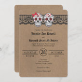 Invitation Rustique Kraft & LaceSugar Crâne mariage invitatio (Devant / Derrière)
