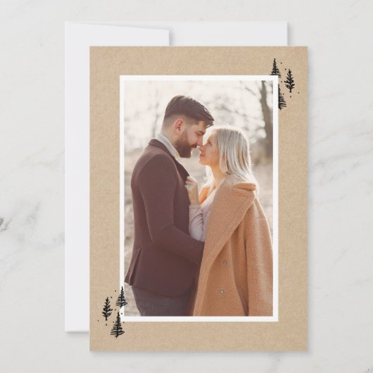 Invitation Rustique Kraft Mountains & Pines Mariage Photo (Dos)