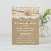 Invitation Rustique Kraft Sand Dollar Beach Bachelorette Part (Debout devant)