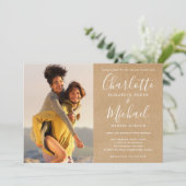 Invitation Rustique Kraft Script Mariage photo tout en un (Debout devant)