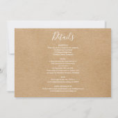 Invitation Rustique Kraft Script Mariage photo tout en un (Dos)