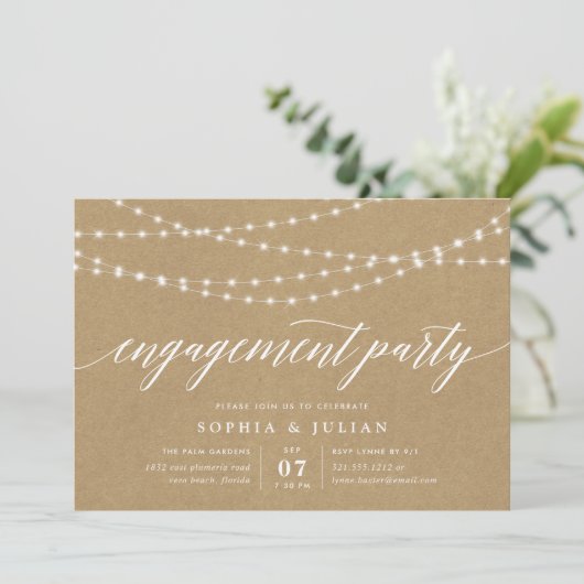 Invitation Rustique Kraft String Lights (Debout devant)