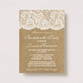 Invitation Rustique Kraft Vintage dentelle blanche